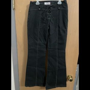 Lace up flare jeans black size 7